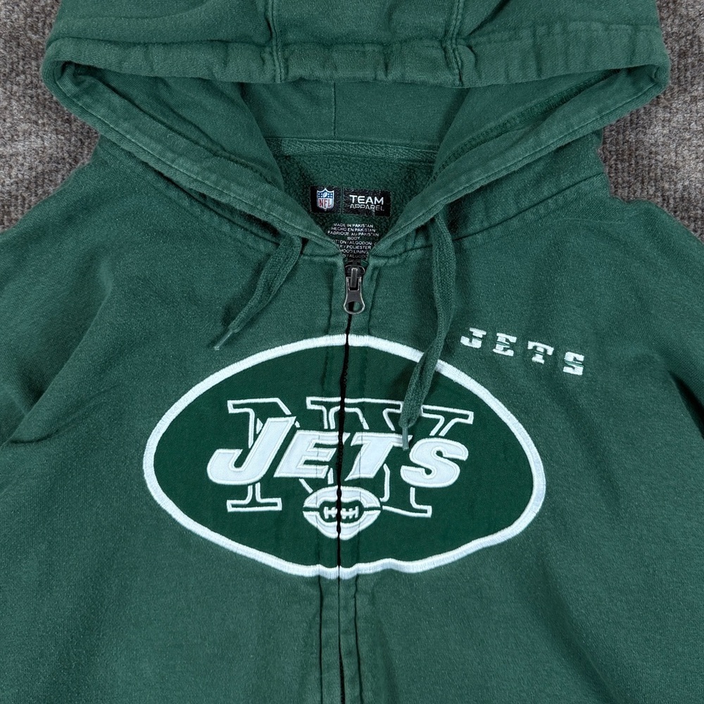 Vintage NFL Team Apparel NY Jets Football Green Hooded Zip Up Sweatshirt Size XL - Picture 6 of 9